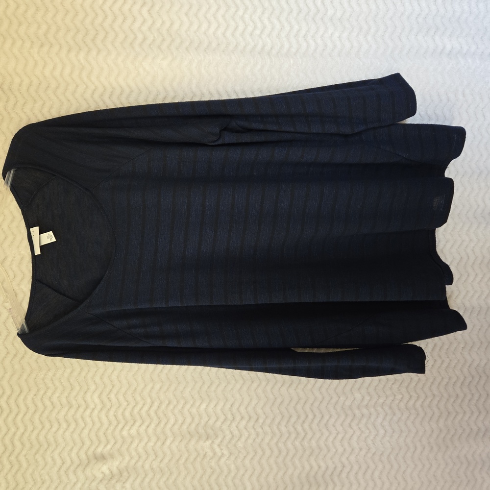 Plus Size Ava & Viv Dark Blue And Black Striped Long Sleeve Sweater
